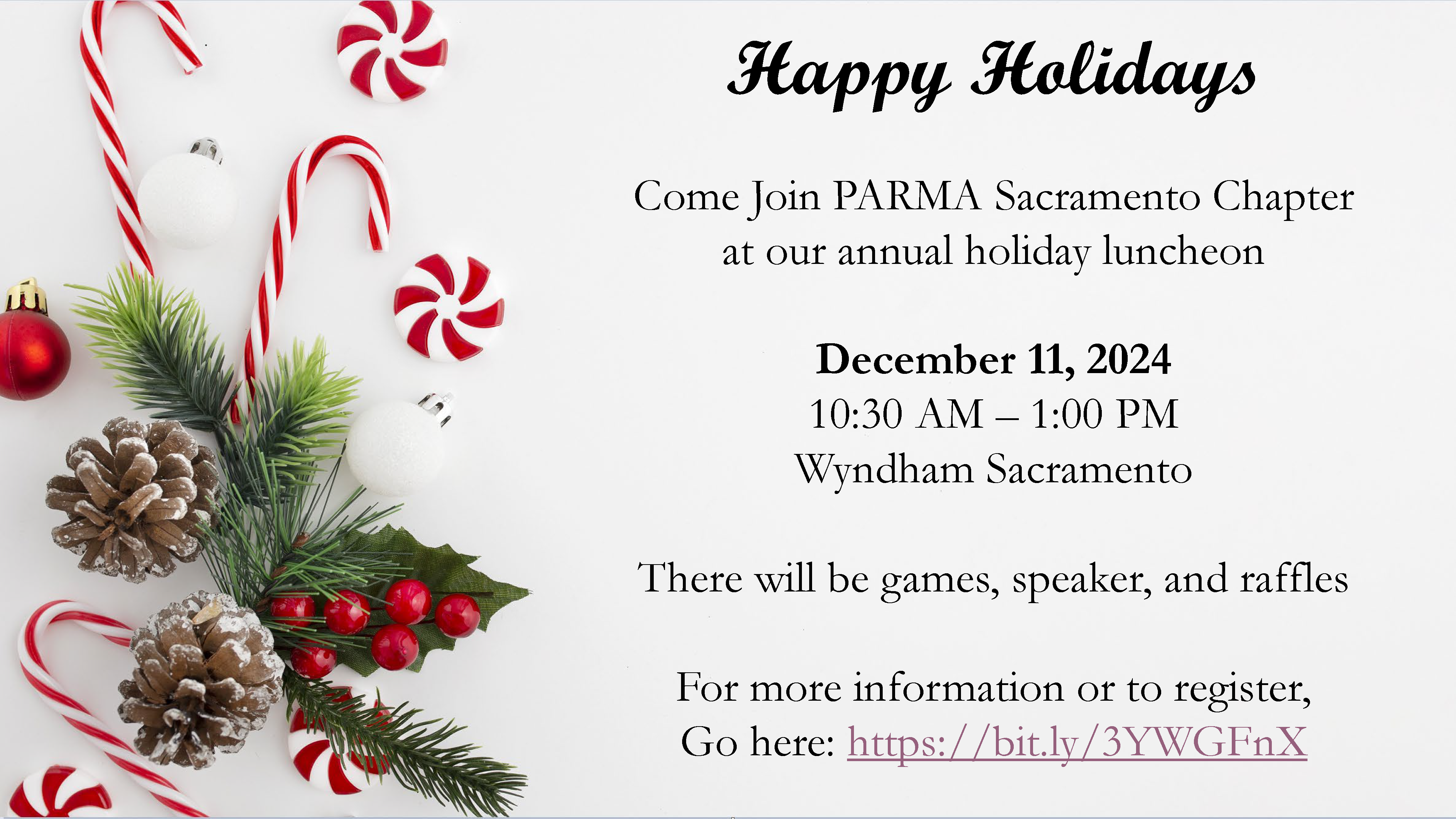 PARMA Sacramento Chapter Holiday Luncheon Dec 11 2024