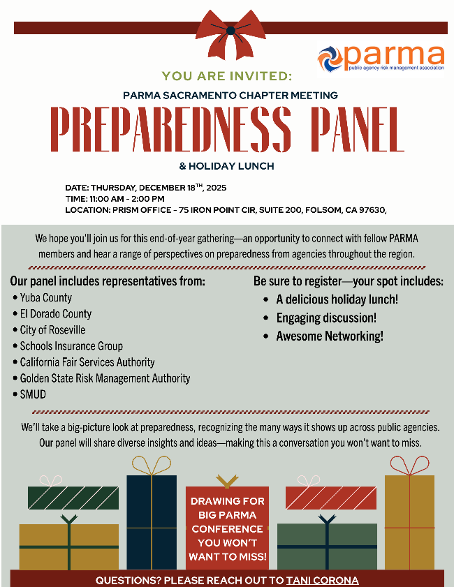 Sacramento Chapter Preparedness Panel and Holiday Lunch